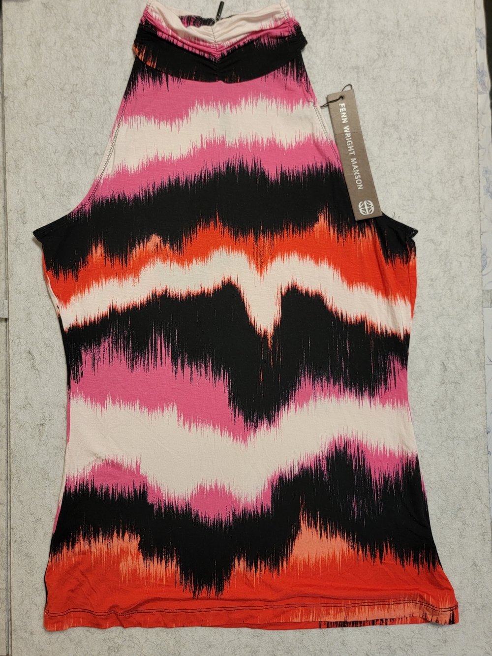 NWT Fenn Wright Manson Halter Top Small Ikat Chevron Pink Orange Tunic